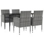 vidaXL Juego de comedor jardín 5 pzas ratán sintético acero gris negro vidaXL Juego de comedor jardín 5 pzas ratán sintético acero gris negro