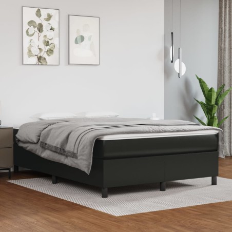 vidaXL Cama box spring con colchón cuero sintético negro 140x200cm
