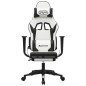 vidaXL Silla gaming con reposapiés cuero sintético blanco negro vidaXL Silla gaming con reposapiés cuero sintético blanco negro