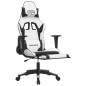 vidaXL Silla gaming con reposapiés cuero sintético blanco negro vidaXL Silla gaming con reposapiés cuero sintético blanco negro