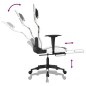 vidaXL Silla gaming con reposapiés cuero sintético blanco negro vidaXL Silla gaming con reposapiés cuero sintético blanco negro