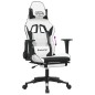 vidaXL Silla gaming con reposapiés cuero sintético blanco negro vidaXL Silla gaming con reposapiés cuero sintético blanco negro