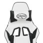 vidaXL Silla gaming con reposapiés cuero sintético blanco negro vidaXL Silla gaming con reposapiés cuero sintético blanco negro