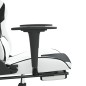 vidaXL Silla gaming con reposapiés cuero sintético blanco negro vidaXL Silla gaming con reposapiés cuero sintético blanco negro