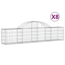 vidaXL Cestas de gaviones 8 uds forma de arco hierro 200x30x40/60 cm