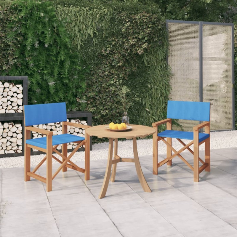 vidaXL Sillas de director 2 uds madera maciza de teca azul