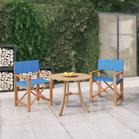 vidaXL Sillas de director 2 uds madera maciza de teca azul