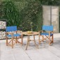 vidaXL Sillas de director 2 uds madera maciza de teca azul