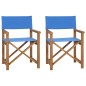 vidaXL Sillas de director 2 uds madera maciza de teca azul