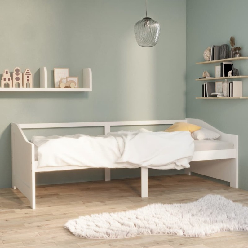vidaXL Sofá cama 3 plazas de madera maciza de pino blanco 90x200 cm vidaXL Sofá cama 3 plazas de madera maciza de pino blanco 90x200 cm