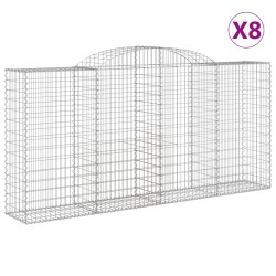 vidaXL Cestas de gaviones 8 uds forma de arco hierro 300x50x140/160 cm