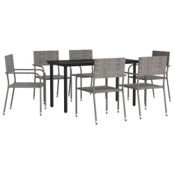 vidaXL Juego de comedor jardín 7 pzas ratán sintético acero gris negro