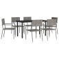 vidaXL Juego de comedor jardín 7 pzas ratán sintético acero gris negro vidaXL Juego de comedor jardín 7 pzas ratán sintético acero gris negro