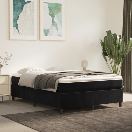 vidaXL Cama box spring con colchón terciopelo negro 140x200 cm