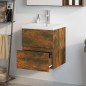vidaXL Mueble de baño con lavabo madera de ingeniería roble ahumado vidaXL Mueble de baño con lavabo madera de ingeniería roble ahumado
