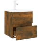 vidaXL Mueble de baño con lavabo madera de ingeniería roble ahumado vidaXL Mueble de baño con lavabo madera de ingeniería roble ahumado