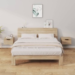 vidaXL Mesita de noche de pared 2 uds color roble Sonoma 34x30x20 cm