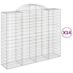 vidaXL Cestas gaviones 14 uds forma de arco hierro 200x50x160/180 cm