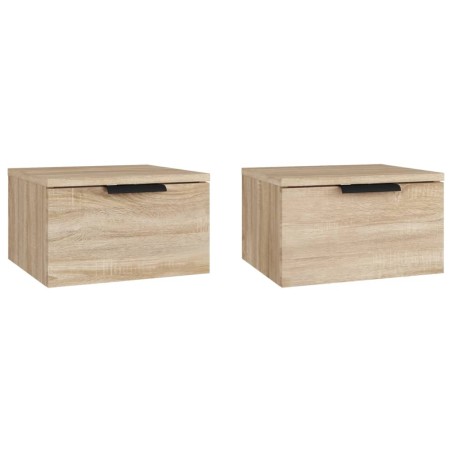 vidaXL Mesita de noche de pared 2 uds color roble Sonoma 34x30x20 cm