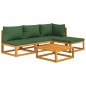 vidaXL Juego muebles de jardín 5 piezas madera maciza y cojines verdes vidaXL Juego muebles de jardín 5 piezas madera maciza y cojines verdes