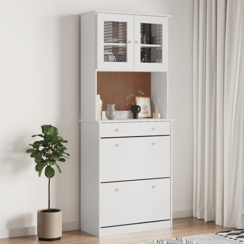 vidaXL Aparador alto ALTA madera maciza de pino blanco 77x35x188 cm vidaXL Aparador alto ALTA madera maciza de pino blanco 77x35x188 cm