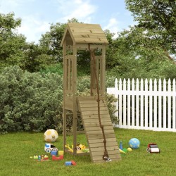 vidaXL Casa de juegos con pared escalada de madera impregnada de pino