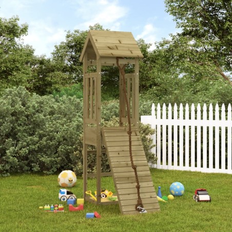 vidaXL Casa de juegos con pared escalada de madera impregnada de pino