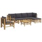 vidaXL Set de muebles de jardín 7 piezas bambú con cojines gris oscuro vidaXL Set de muebles de jardín 7 piezas bambú con cojines gris oscuro