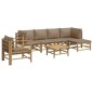 vidaXL Set de muebles de jardín 7 piezas bambú y cojines gris taupe vidaXL Set de muebles de jardín 7 piezas bambú y cojines gris taupe