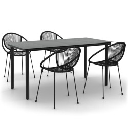 vidaXL Juego de comedor de jardín 5 piezas ratán PVC negro