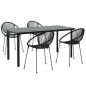 vidaXL Juego de comedor de jardín 5 piezas ratán PVC negro vidaXL Juego de comedor de jardín 5 piezas ratán PVC negro