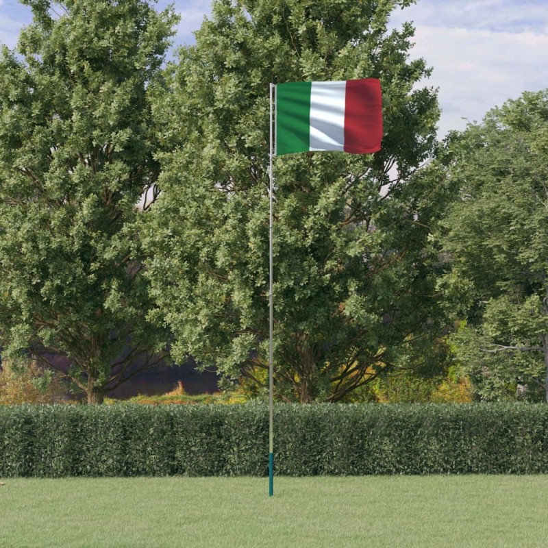vidaXL Mástil y bandera de Italia aluminio 5,55 m vidaXL Mástil y bandera de Italia aluminio 5,55 m