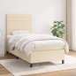 vidaXL Cama box spring con colchón tela color crema 90x190 cm vidaXL Cama box spring con colchón tela color crema 90x190 cm