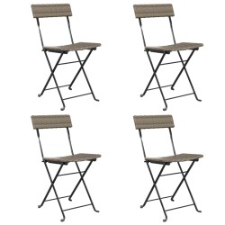 vidaXL Sillas cafetería plegables 4 uds acero y ratán sintético gris