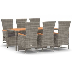 vidaXL Set comedor jardín 7 pzas y cojines ratán sintético gris