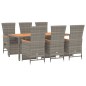 vidaXL Set comedor jardín 7 pzas y cojines ratán sintético gris vidaXL Set comedor jardín 7 pzas y cojines ratán sintético gris