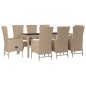 vidaXL Set comedor de jardín 9 pzas con cojines ratán sintético beige vidaXL Set comedor de jardín 9 pzas con cojines ratán sintético beige