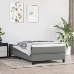 vidaXL Cama box spring con colchón tela gris oscuro 100x200 cm