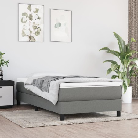 vidaXL Cama box spring con colchón tela gris oscuro 100x200 cm