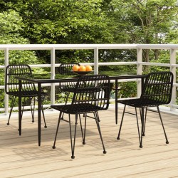 vidaXL Juego de comedor de jardín 5 piezas ratán sintético negro