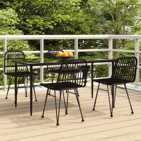 vidaXL Juego de comedor de jardín 5 piezas ratán sintético negro