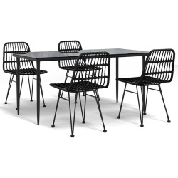 vidaXL Juego de comedor de jardín 5 piezas ratán sintético negro