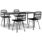 vidaXL Juego de comedor de jardín 5 piezas ratán sintético negro