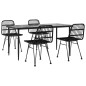vidaXL Juego de comedor de jardín 5 piezas ratán sintético negro
