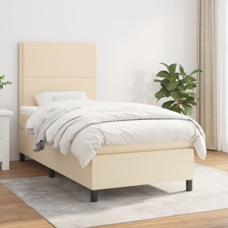 vidaXL Cama box spring con colchón tela color crema 80x200 cm