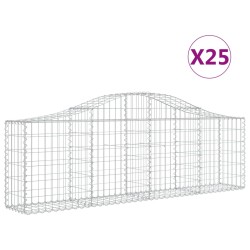 vidaXL Cestas de gaviones 25 uds forma de arco hierro 200x30x60/80 cm