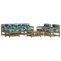 vidaXL Juego de muebles jardín 7 pzas y cojines madera pino impregnada vidaXL Juego de muebles jardín 7 pzas y cojines madera pino impregnada
