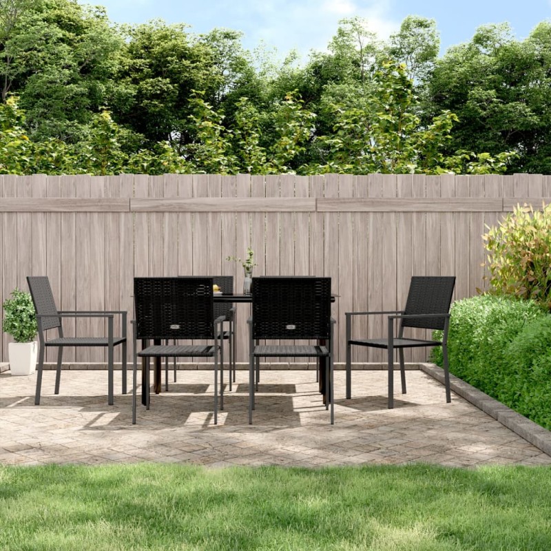 vidaXL Juego de comedor para jardín 7 piezas ratán sintético y acero vidaXL Juego de comedor para jardín 7 piezas ratán sintético y acero