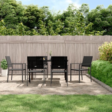 vidaXL Juego de comedor para jardín 7 piezas ratán sintético y acero