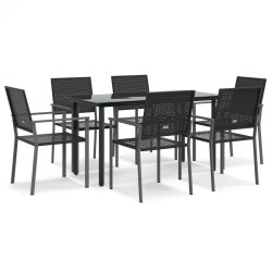 vidaXL Juego de comedor para jardín 7 piezas ratán sintético y acero